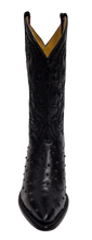 Ostrich Print Leather Black Cowboy Boot
