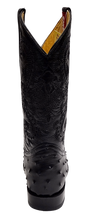 Ostrich Print Leather Black Cowboy Boot