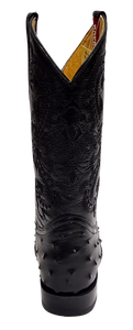 Ostrich Print Leather Black Cowboy Boot